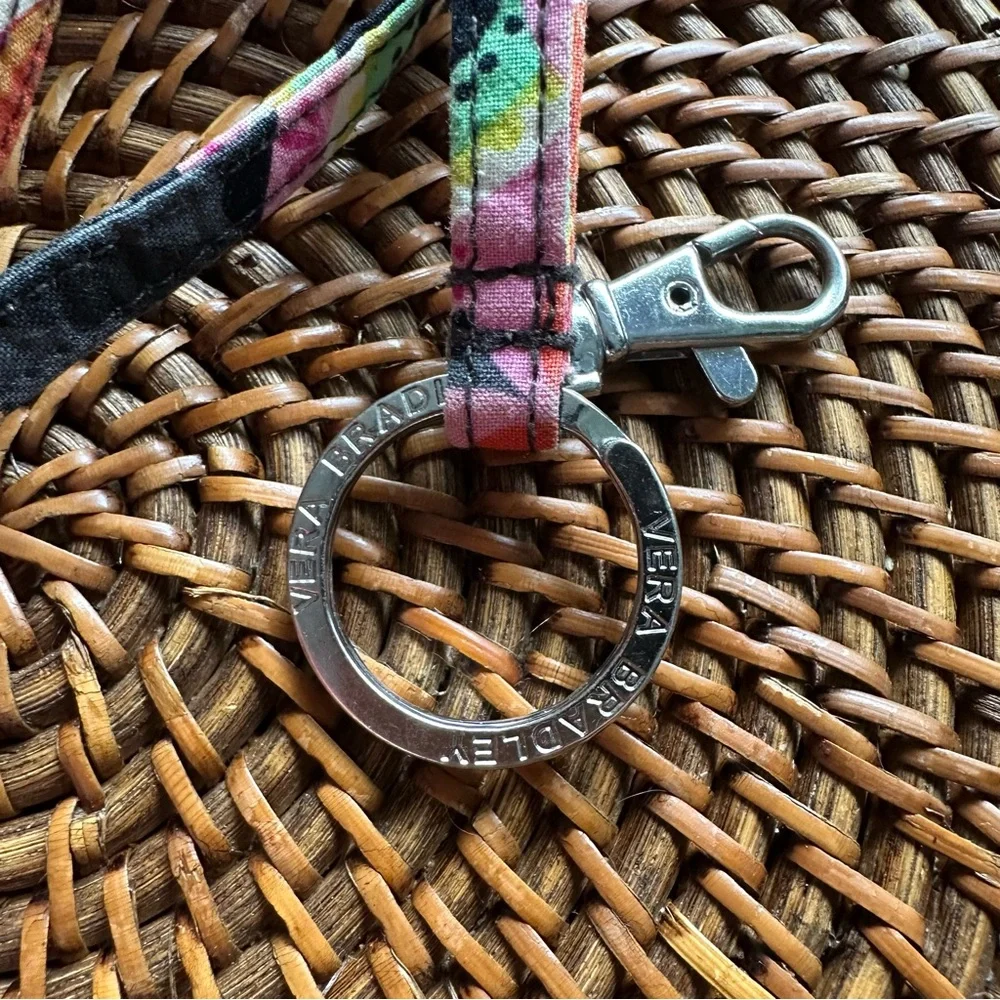 Vera Bradley Multicolor Tangerine Twist Lanyard Clip and Keyring